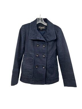 Mango Suit Womens Pea Coat Short Triple Breasted Navy Size Small Pockets